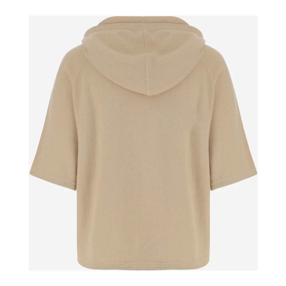 allude Beige Katoenmix Gebreide Hoodie Beige Dames