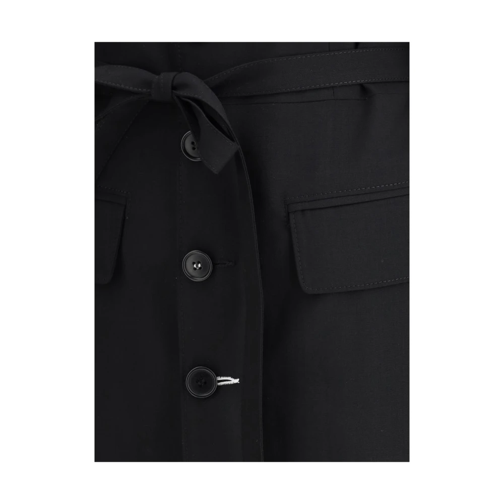 MM6 Maison Margiela Wollen Trenchcoat met Riem Black Dames