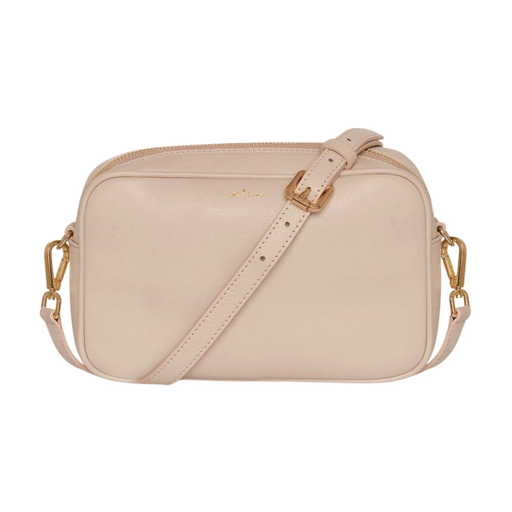 Kiton Beige Kalfsleren Crossbody Mini Tas Beige Dames