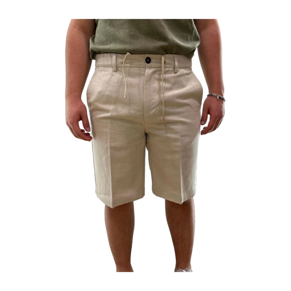 Liu Jo Beige Chino Shorts Elastische Taille Rits Beige Heren