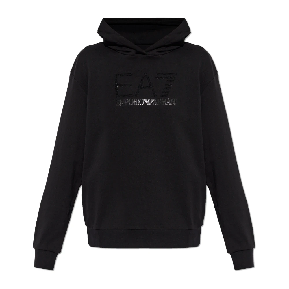 Emporio Armani Ea7 Vrouw Zwart Logo Series Hooded Sweatshirt