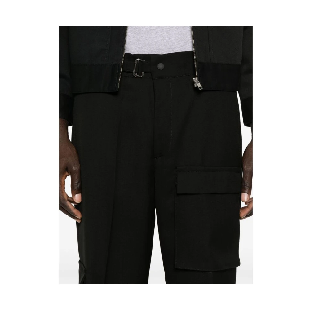 Costumein Zwarte Wol Cargo Broek Black Heren