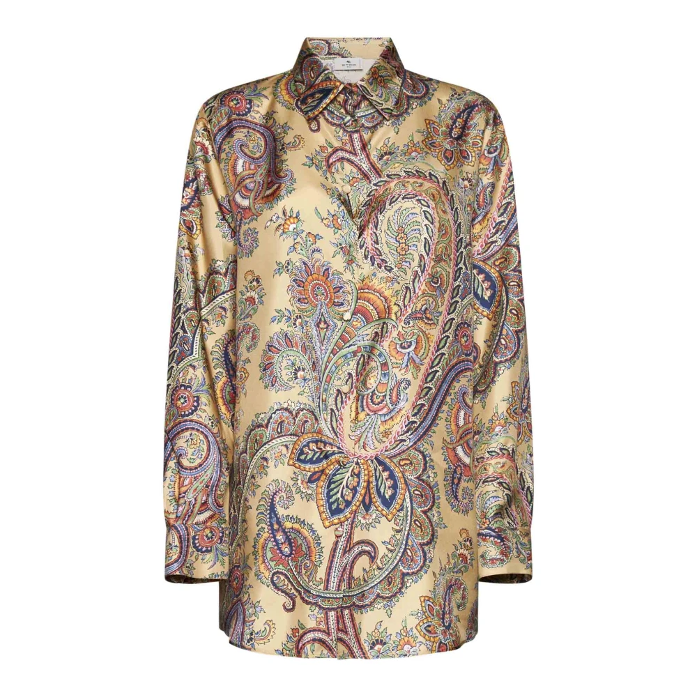 ETRO Paisley Print Zijden Overhemd Beige Multicolor Dames