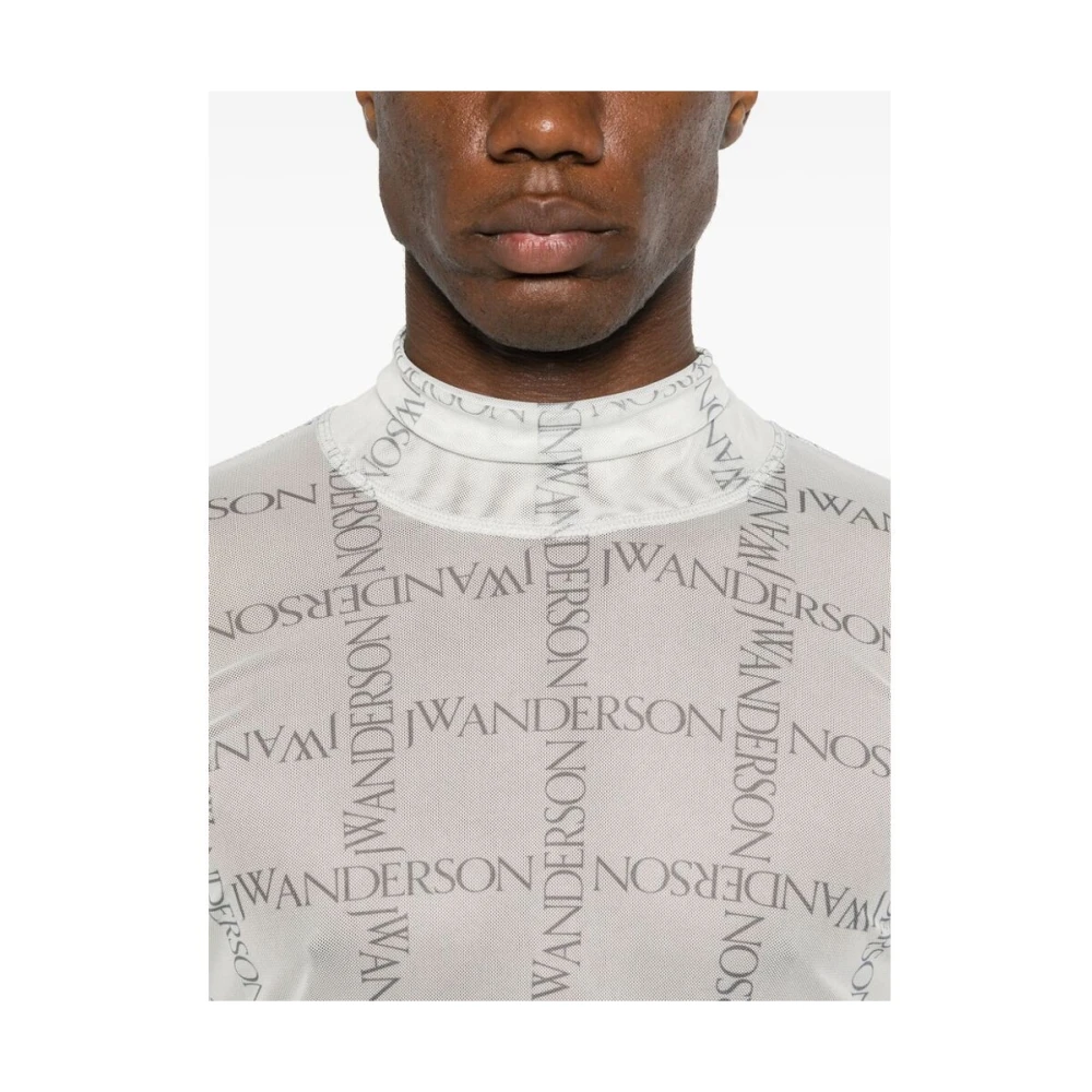 JW Anderson Mesh Logo Print Sweater White Heren