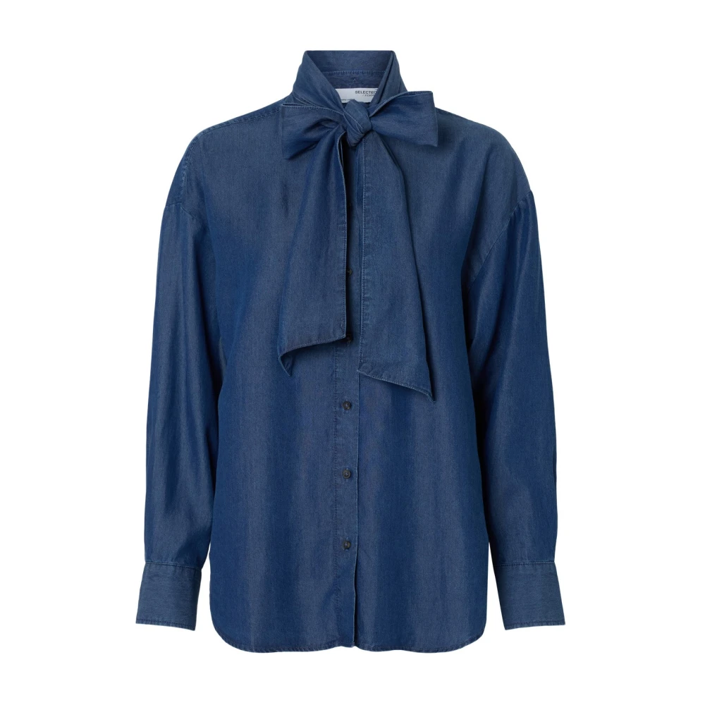 Blå Selected Femme Slfjanna Relaxed Chambray Shirt Skjorter