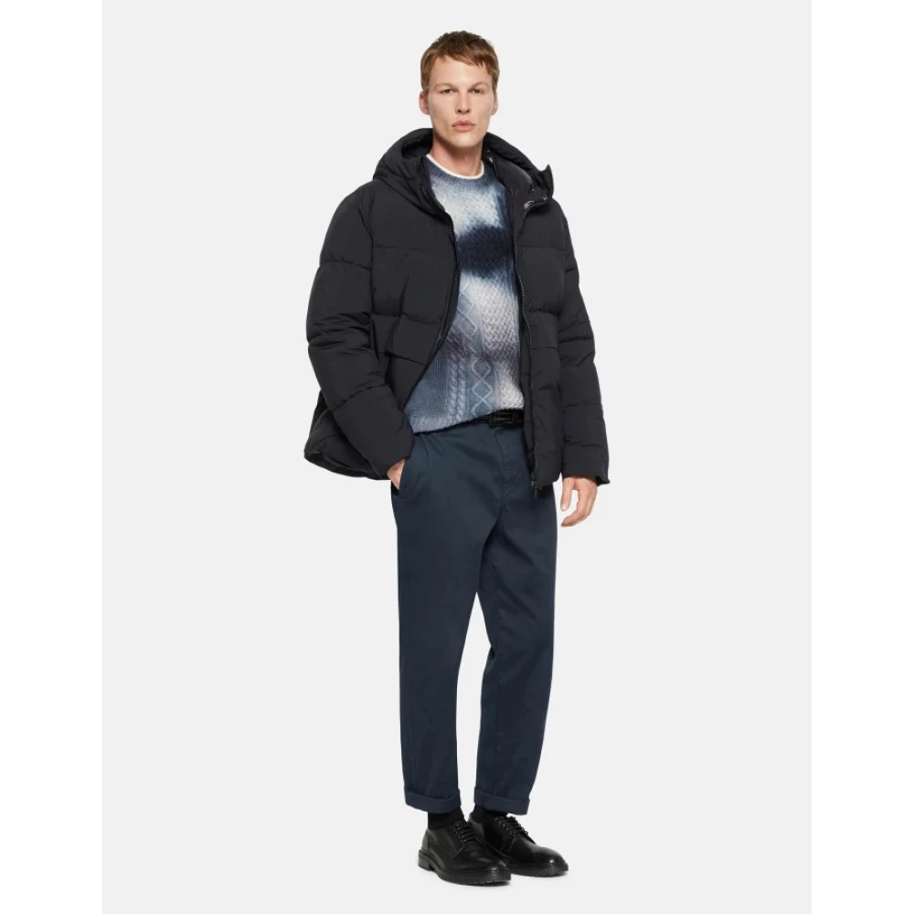 Dondup Reguliere Poplin en Nylon Pufferjas Blue Heren
