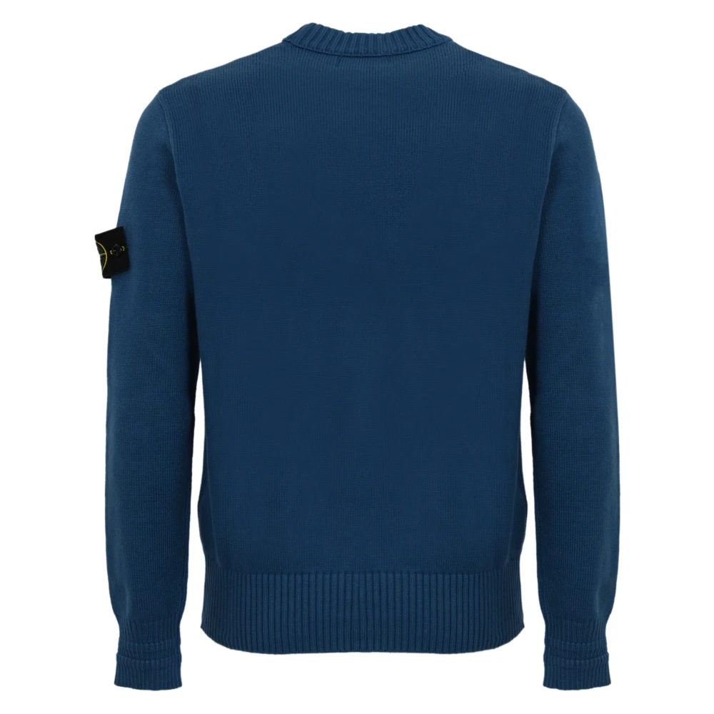 Stone Island Blauwe Katoenen Trui Lange Mouw Blue Heren