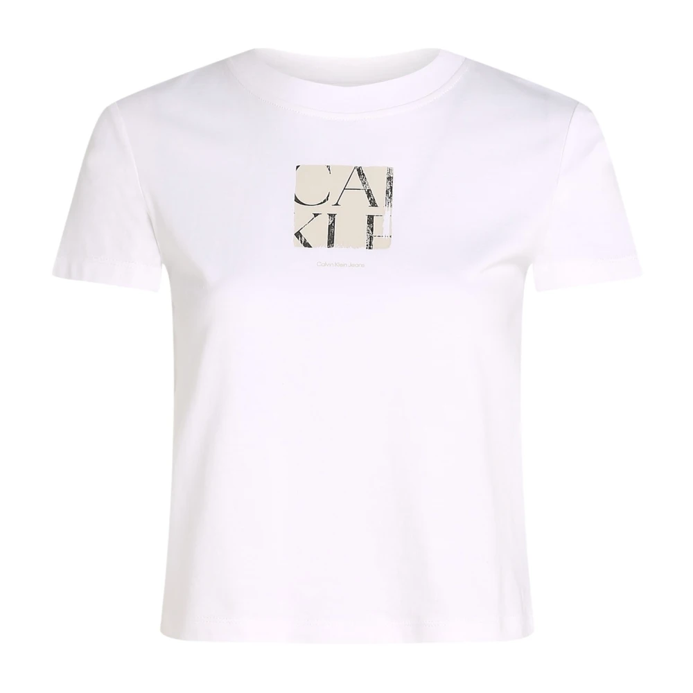 Calvin Klein Jeans Stijlvol Bedrukt Katoenen T-shirt White Dames