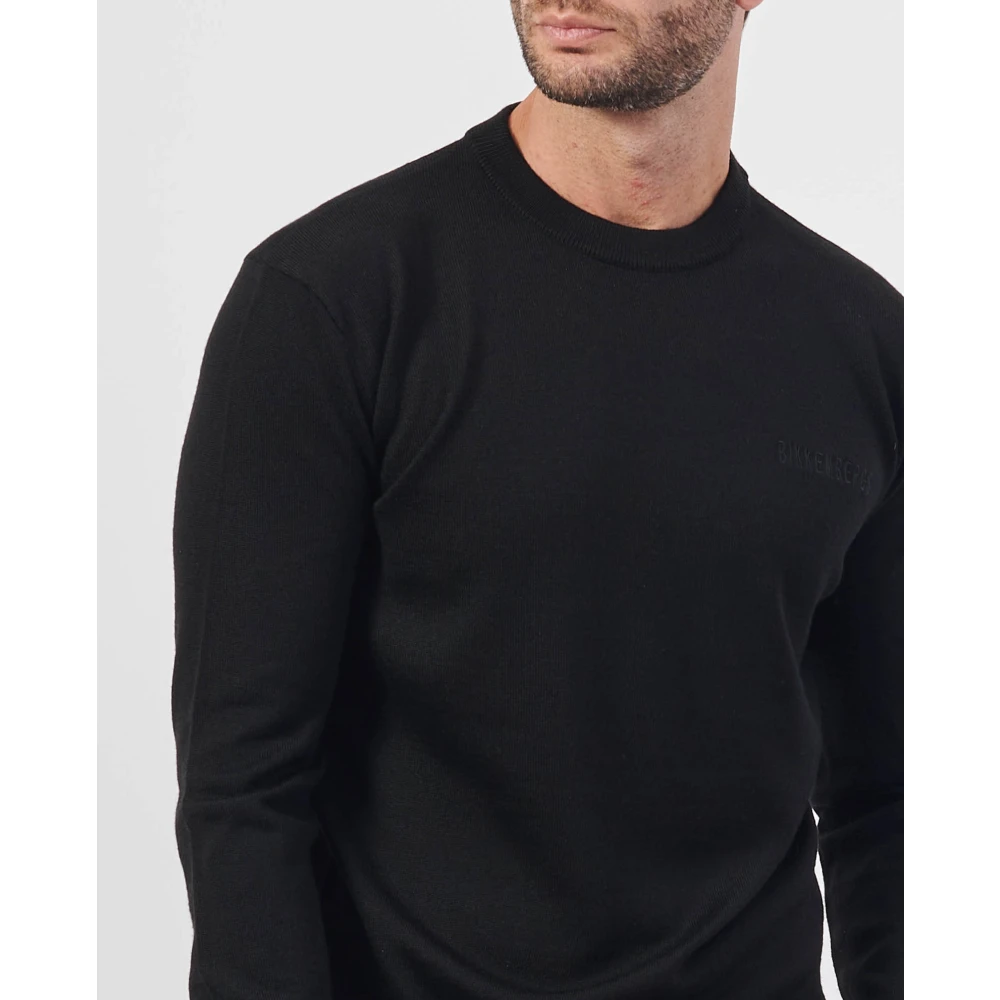 Bikkembergs Zwarte Sweater Basic Lange Mouw Black Heren