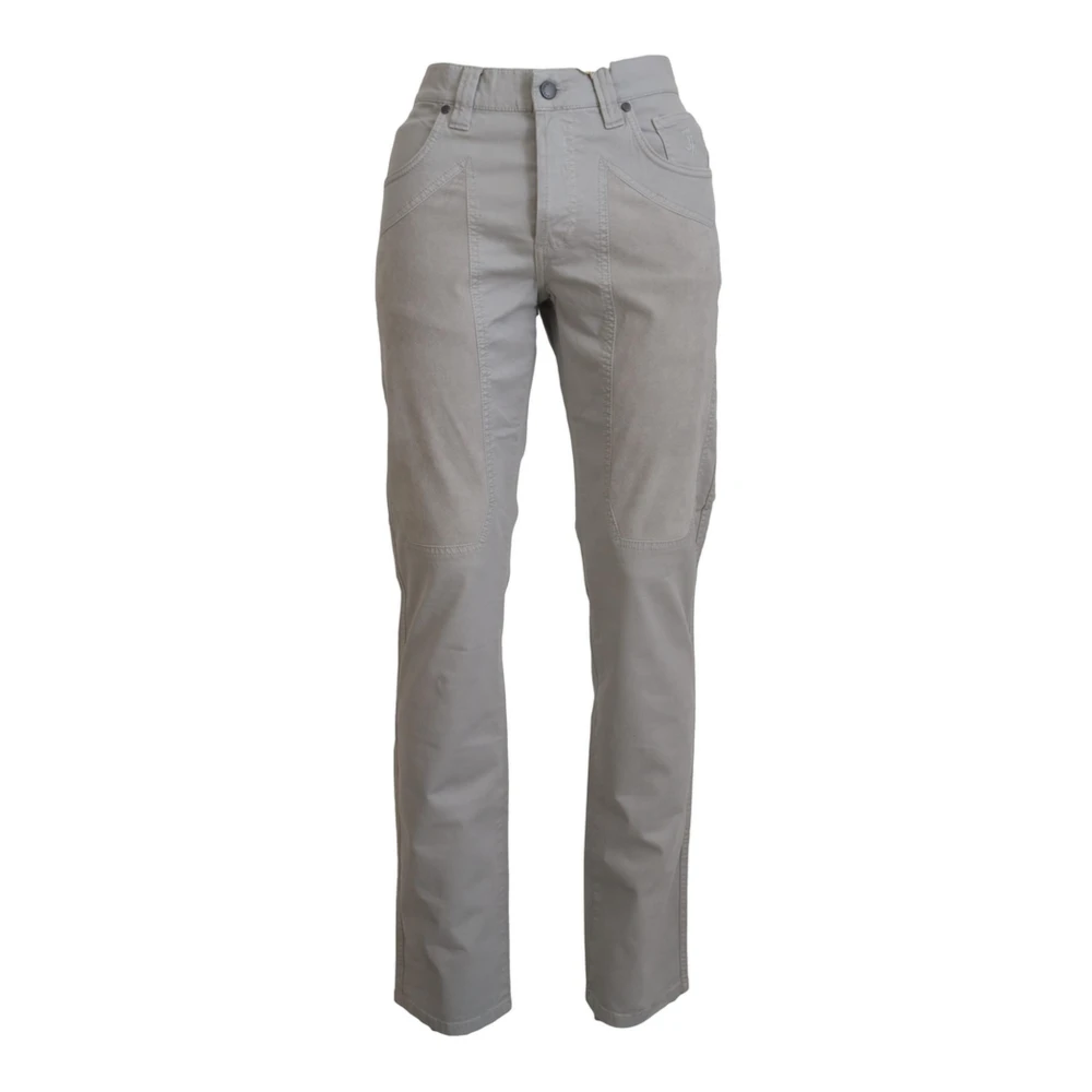 Jeckerson Men's Gray Grey Logo Details Trousers - Chinos - W29 - Trousers
