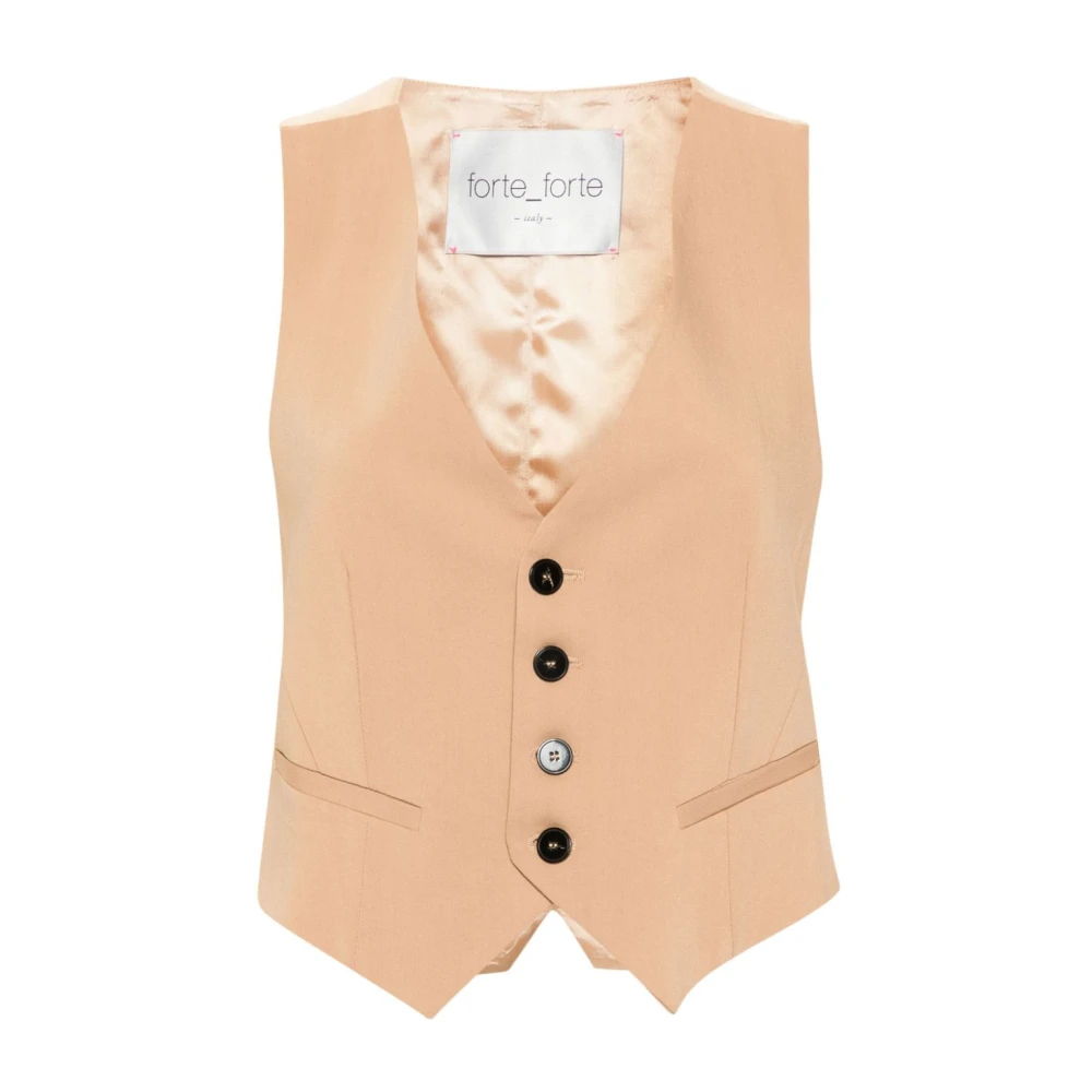 Forte Forte Cachemire Twill Waistcoat Beige, Dam