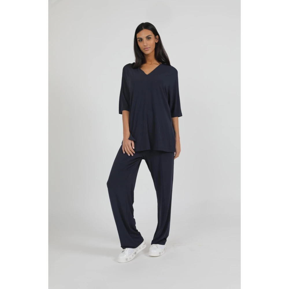 Max Mara V-Hals Locarno Blouse Blue Dames