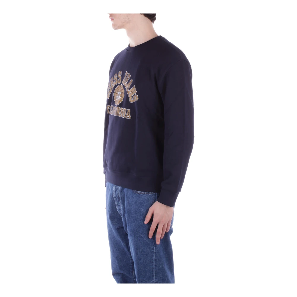 Guess Blauwe Logo Front Sweater Blue Heren