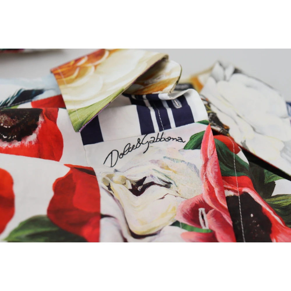 Dolce & Gabbana Multicolor Bloemenkatoenen Blouse met Kraag Multicolor Dames