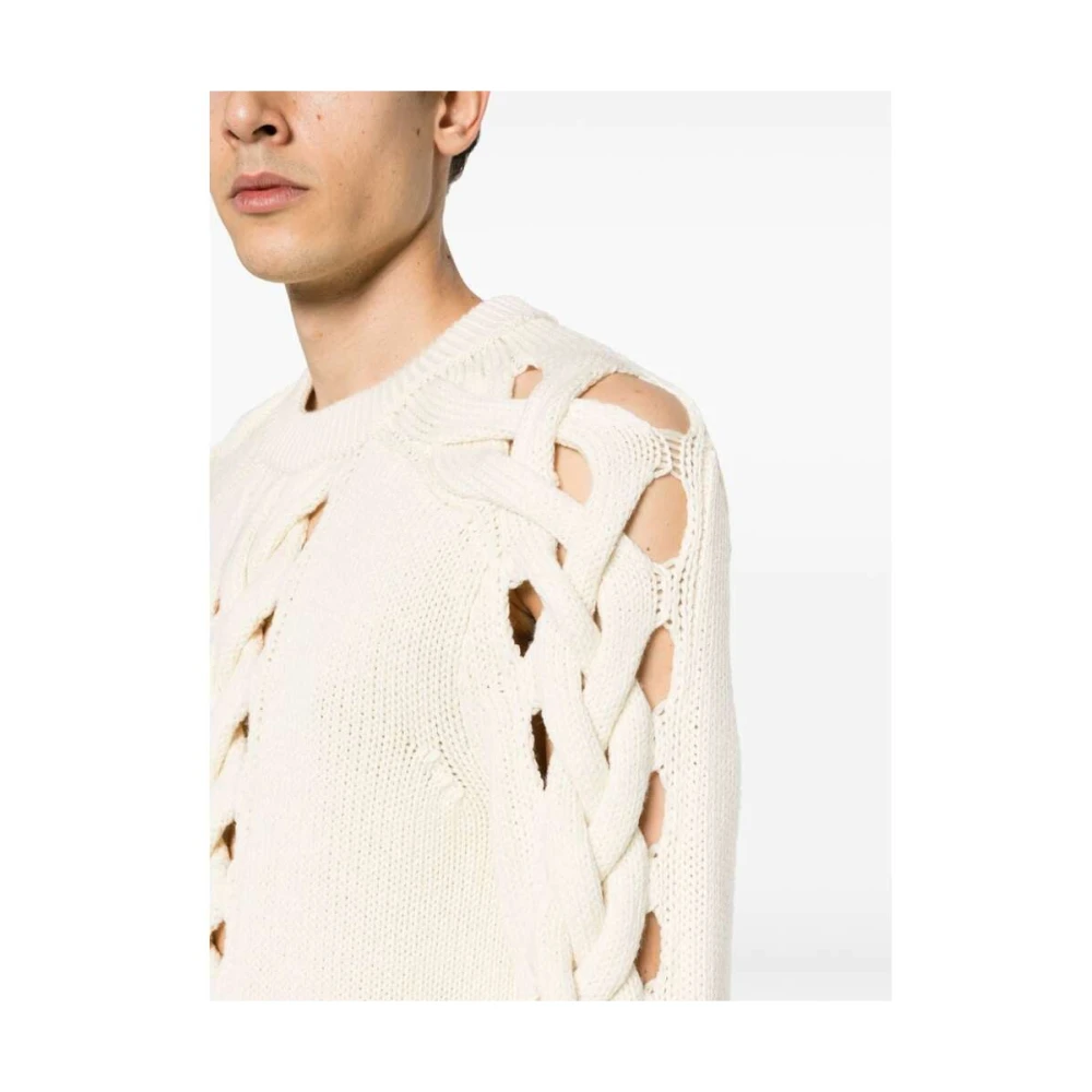 Isabel marant Ecru Gebreide Trui met Uitgesneden Details Beige Heren