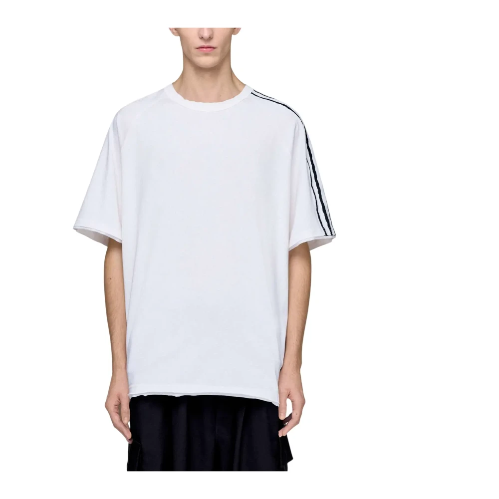 Adidas Men's White Training T-Shirts & Tops, Xs, Raw Edge 3 Stripes Ss Tee