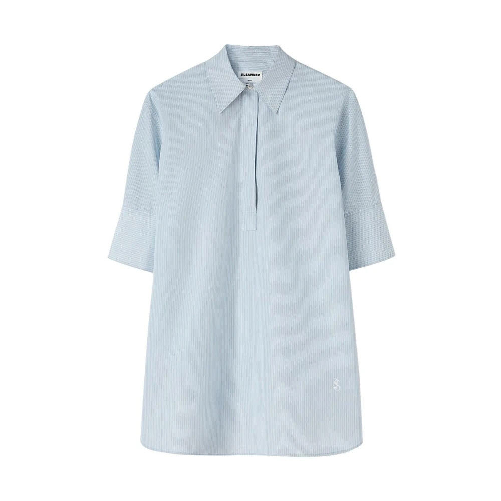 Jil Sander Blauw Gestreept Katoenen Overhemd White Dames