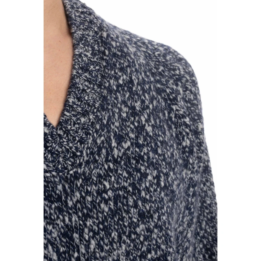 Drumohr Blauwe V-hals wollen trui Blue Heren