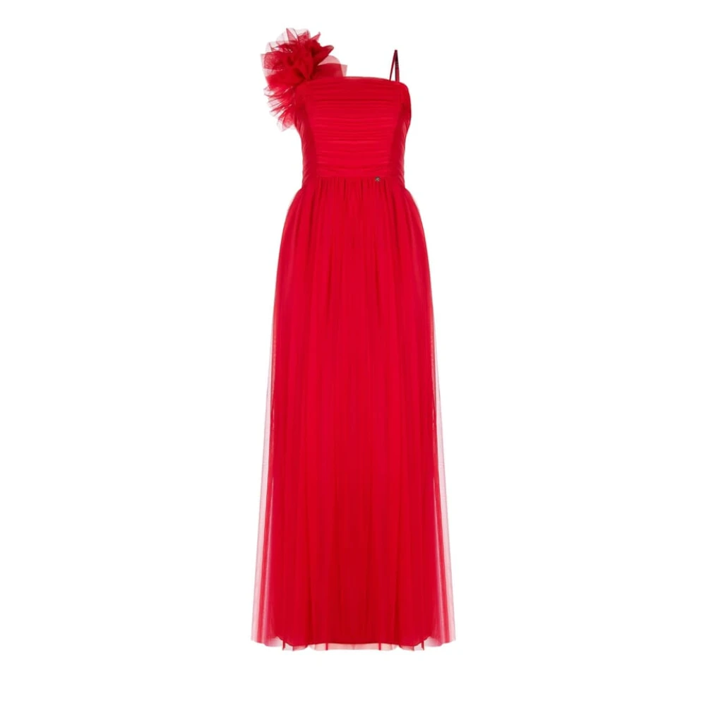 RINASCIMENTO Maxi jurk met ruches op schouderband Red Dames