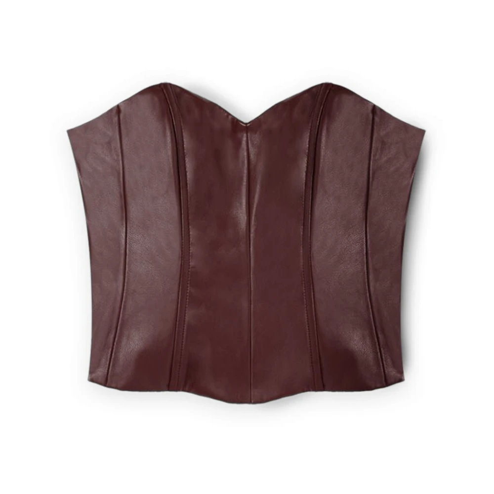 Motivi Bustier top gemaakt van gecoate stof Red Dames