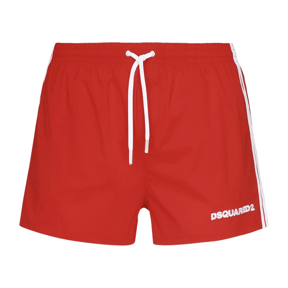 Dsquared2 Mannelijk Rood Badmode Heren, L, Rode Zee Kleding Boxer Midi