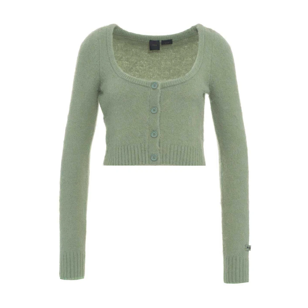 pinko Fluffy cropped cardigan met knoopsluiting Green Dames