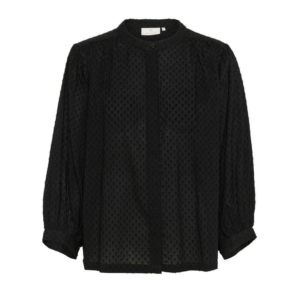 Kaffe Zwart Diepe Blouse met Korte Mouwen Black Dames