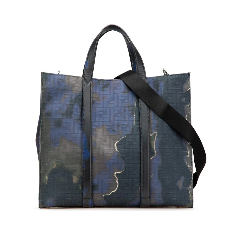 Fendi Vintage Vrouw Blauw Tweedehands Eigentijdse Tote Tas Met Handvatten En Afneembare Schouderband