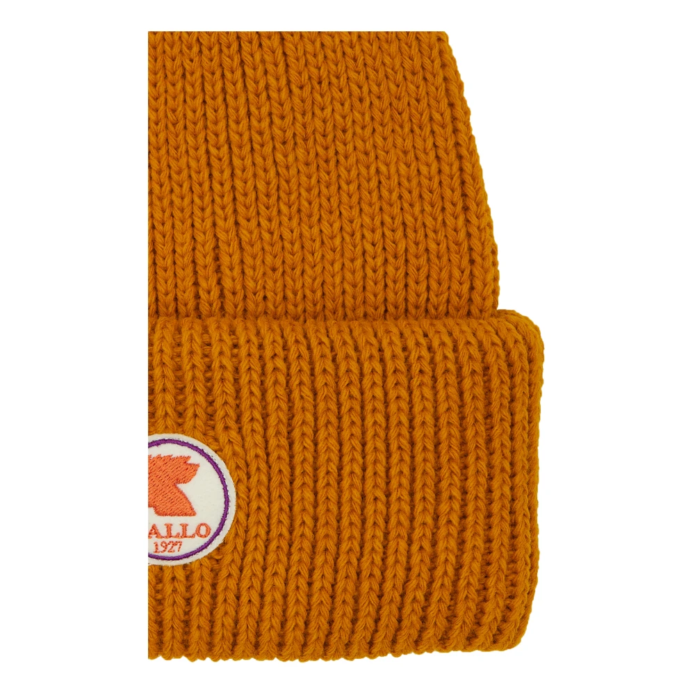 Gallo Unisex effen oranje geribbelde muts met omslag Yellow Unisex