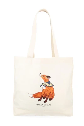 Fox Print Canvas Tote Bag