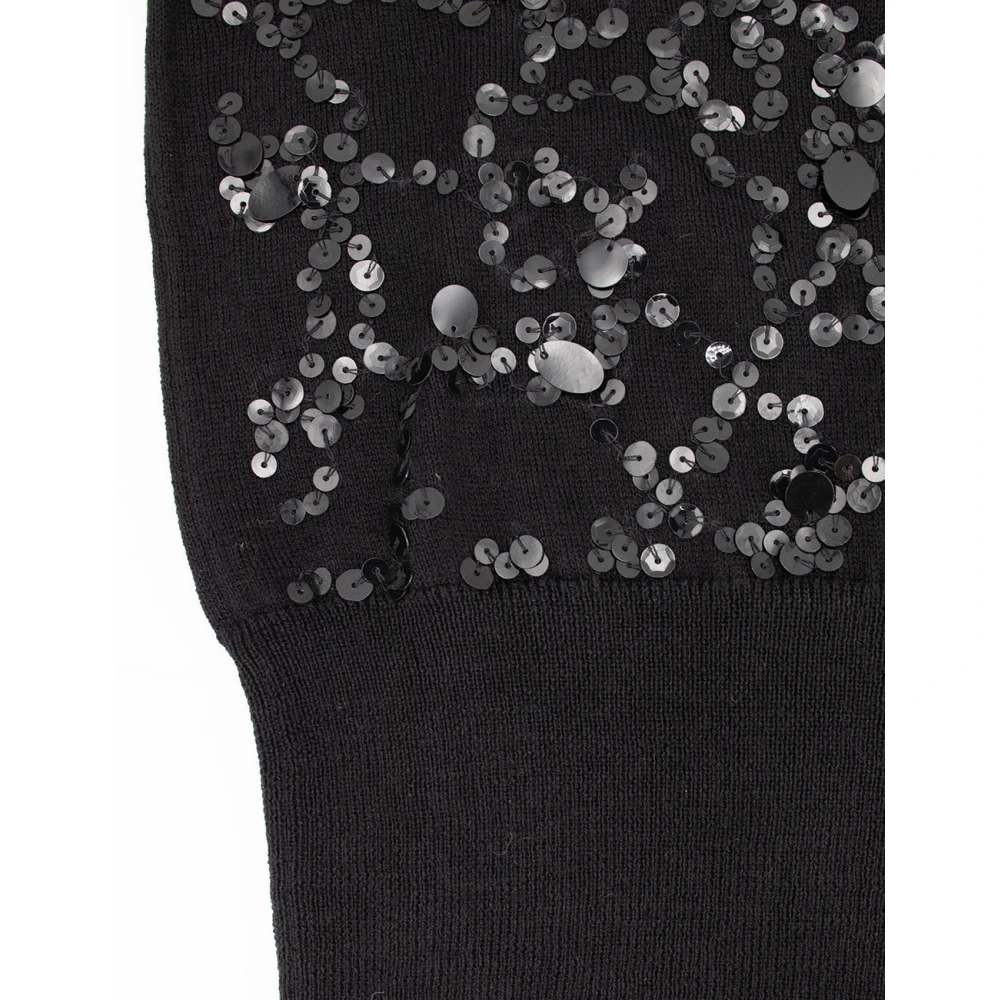 Fabiana Filippi Paillet Geborduurde Wol Vest Black Dames