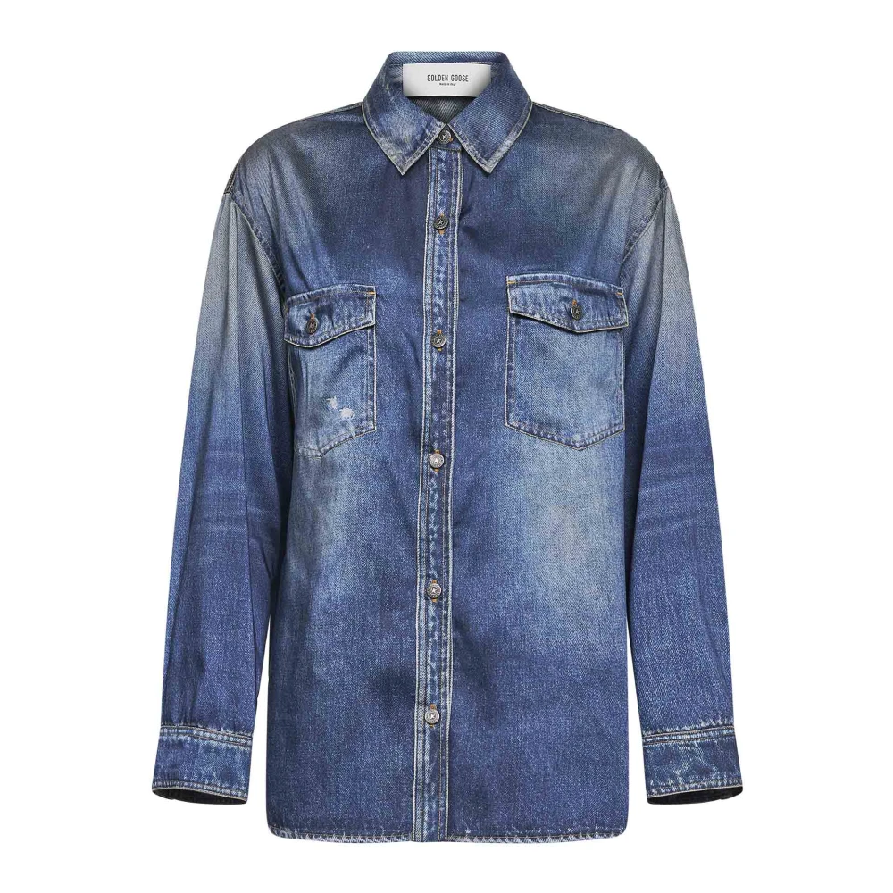 Golden Goose Women's Blue Patty Oversized Shirt - Shirts - S - Blouses & Shirts