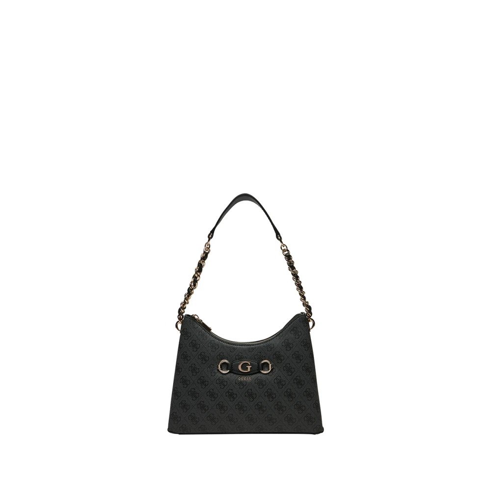 Guess Elegante zwarte schoudertas met gouden details Black Dames