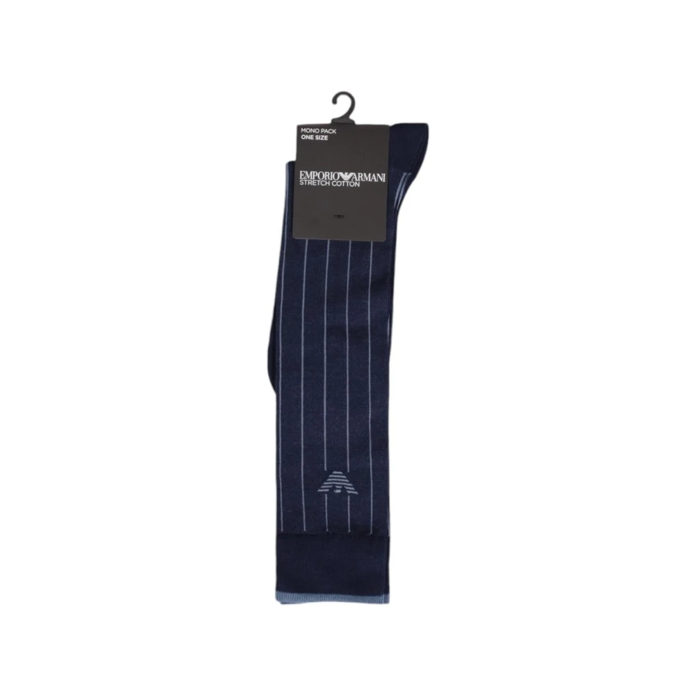 Emporio Armani Blauwe Pinstripe Dress Socks Blue Heren