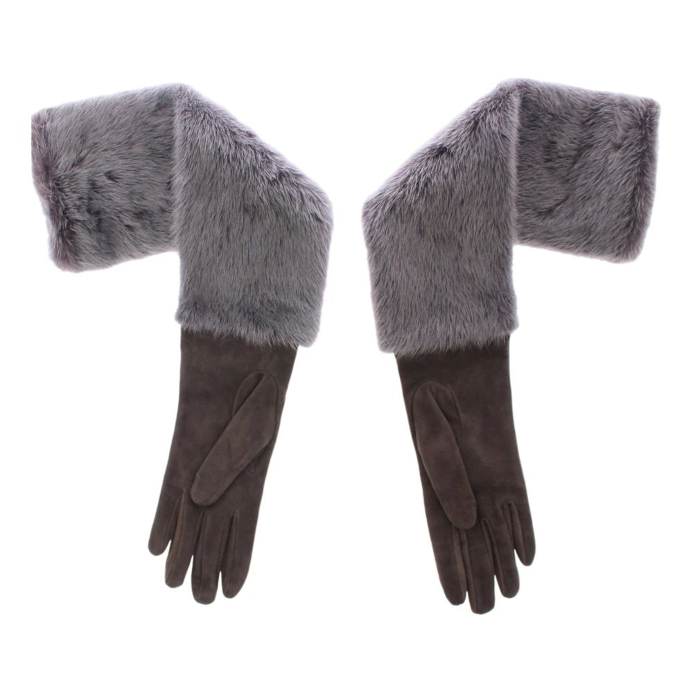 Dolce & Gabbana Women's Gray Elegant Mink Fur Leather Gloves