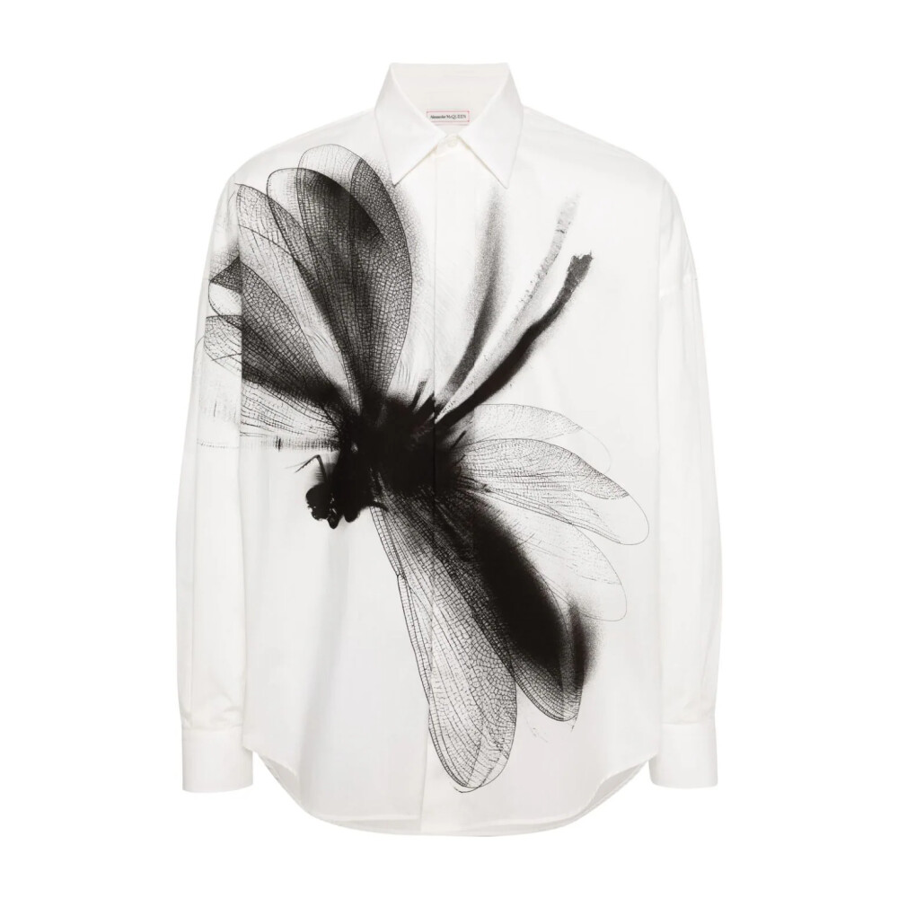 Dragonfly Print Button-Up Shirt | Alexander McQueen | Men's Fashion | Miinto