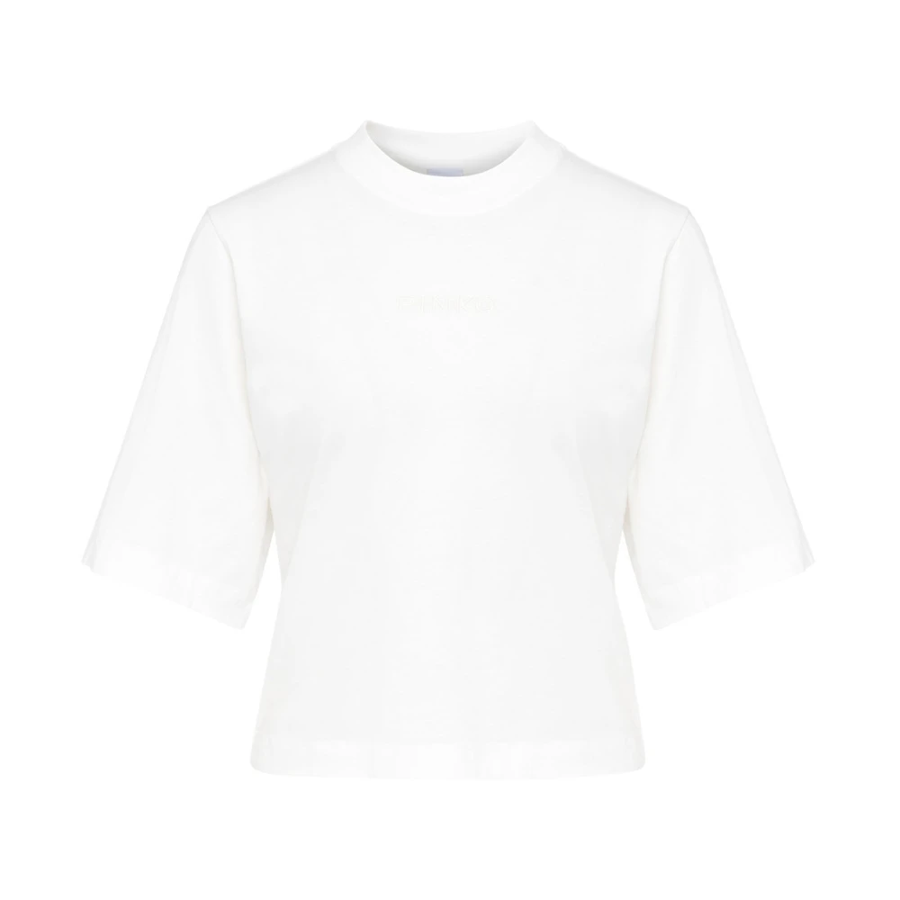 Pinko Geborduurd Jersey T-shirt White Dames