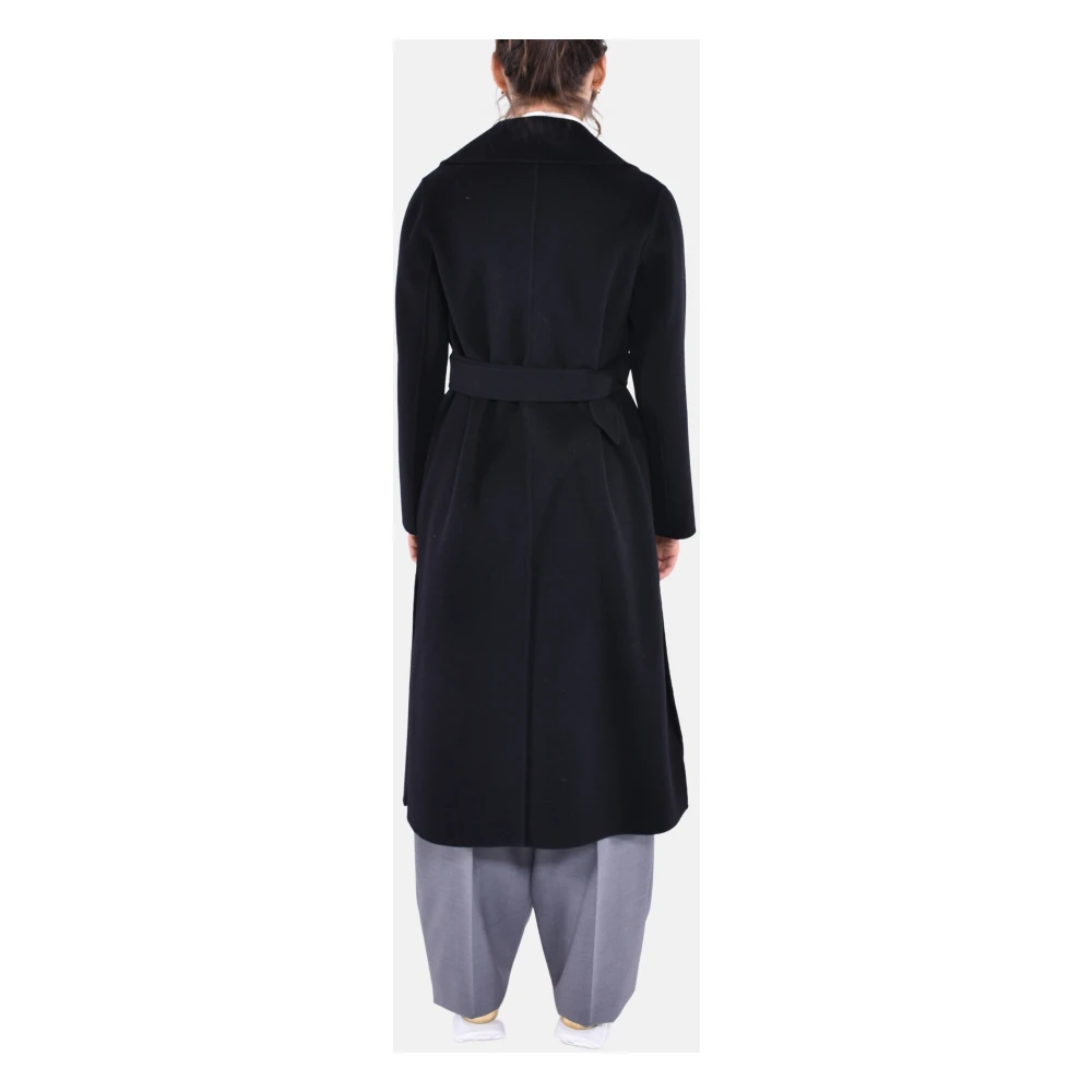 Max Mara Weekend Lange wollen jas met sjaalkraag Black Dames