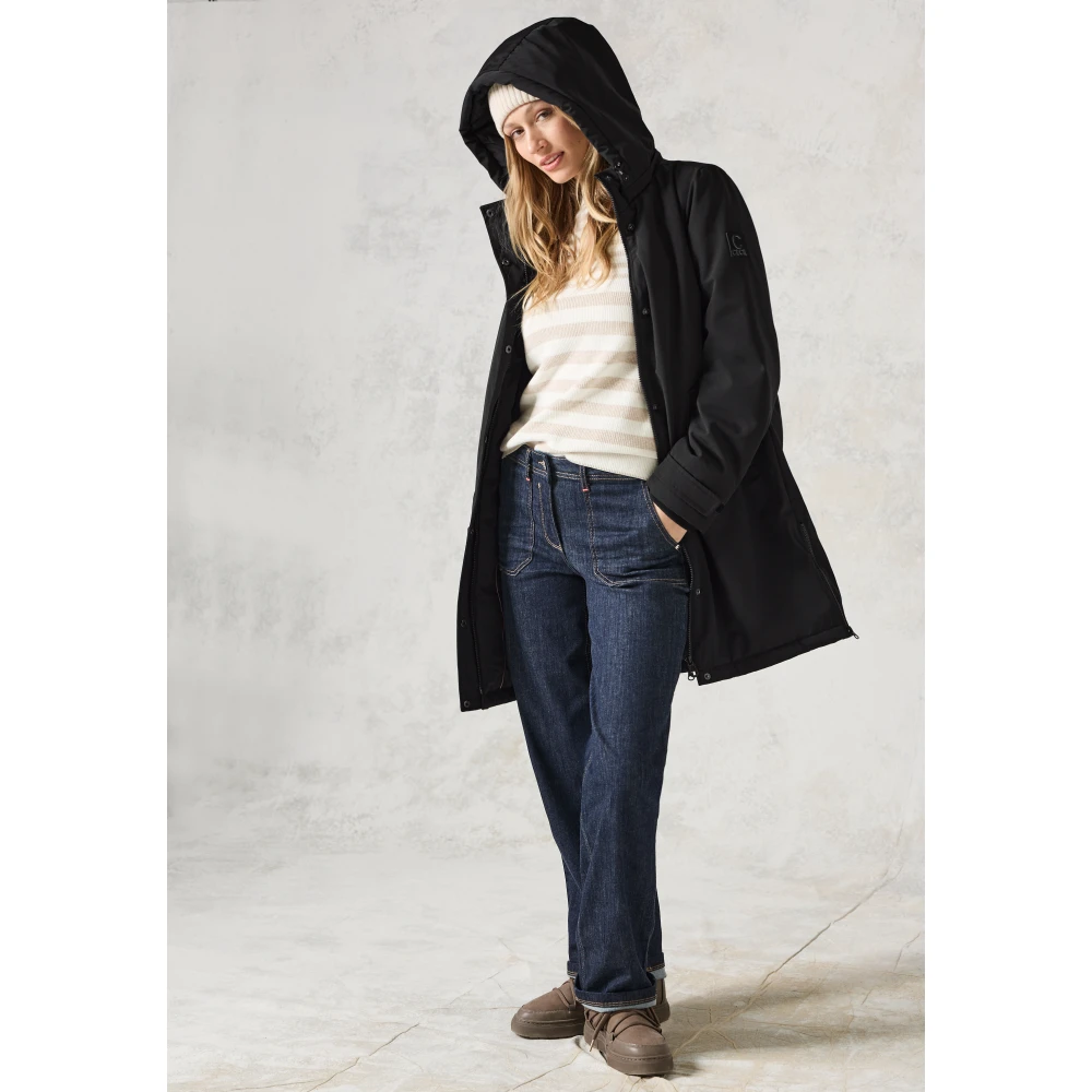 cecil Sportieve Parka met Afneembare Capuchon Black Dames
