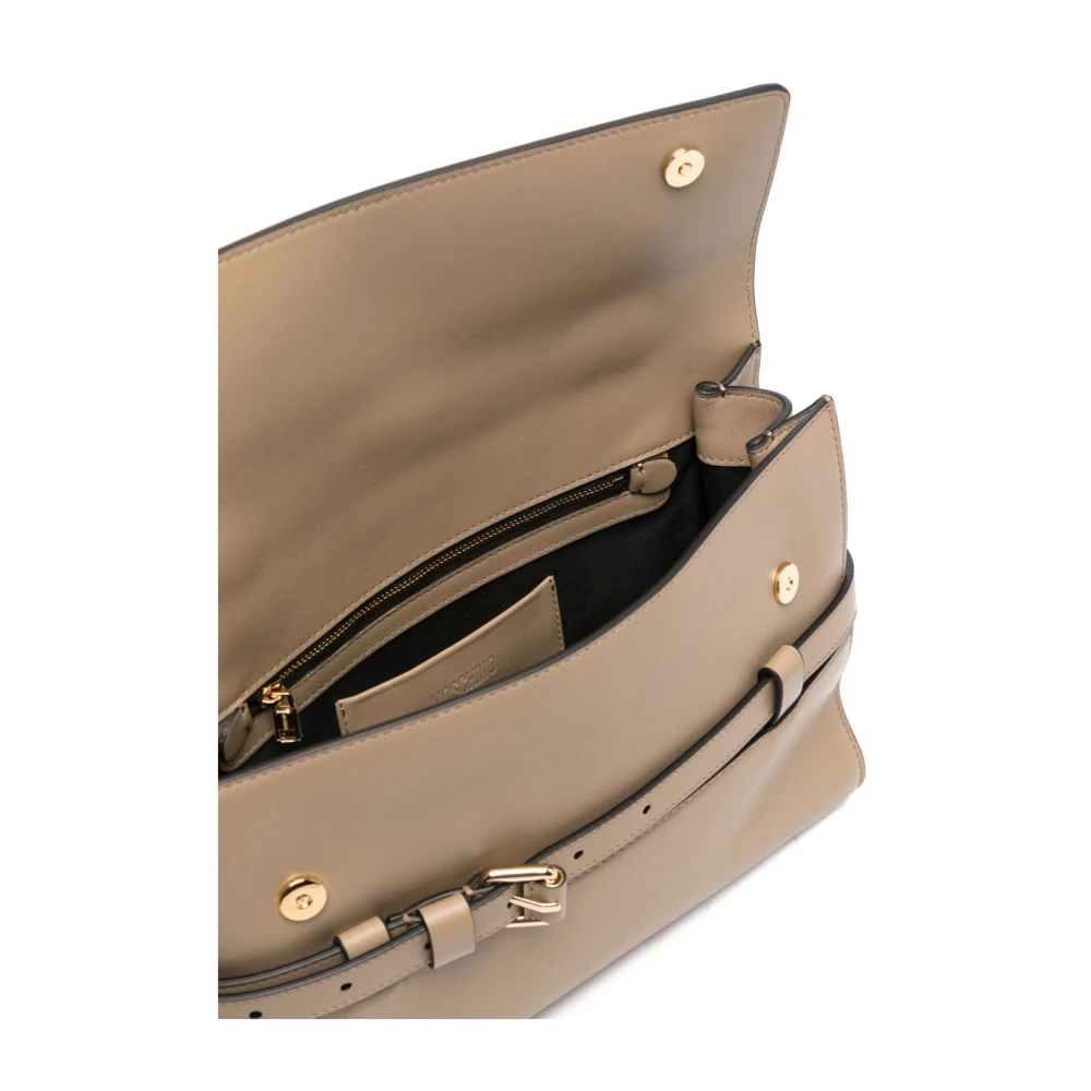 Moschino Beige leren handtas met magnetische sluiting Beige Dames