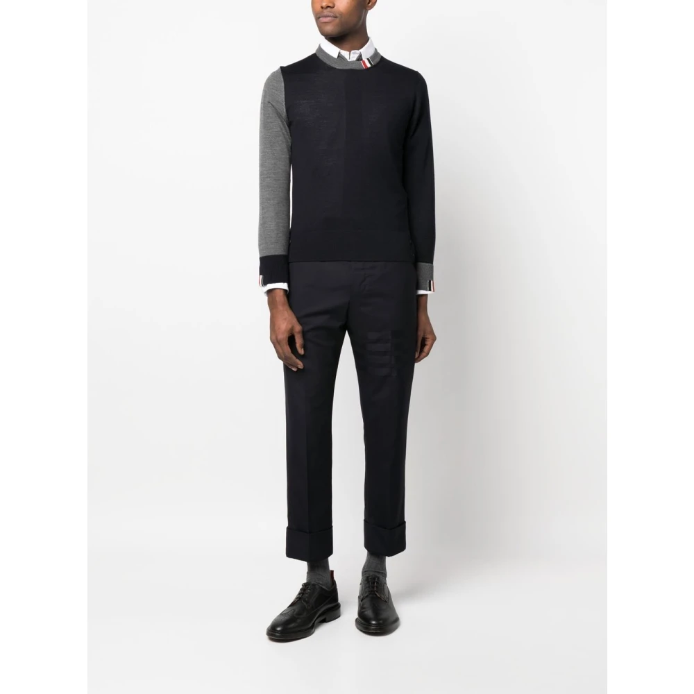 Thom Browne Blauwe Wollen Broek met Riem Blue Heren