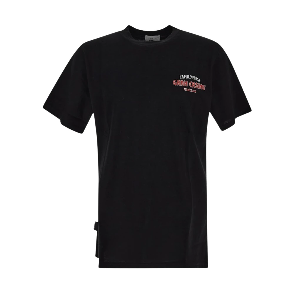 Family First Casino Stijl Katoenen T-Shirt Black Heren