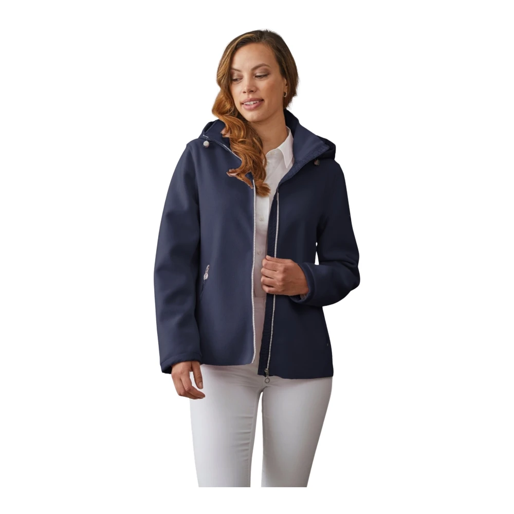 Junge Moderne Fit Navy Jas met Capuchon Blue Dames