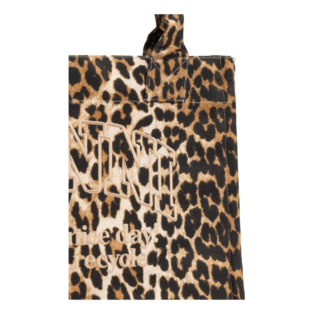 Ganni Shopper tas met logo Brown Dames