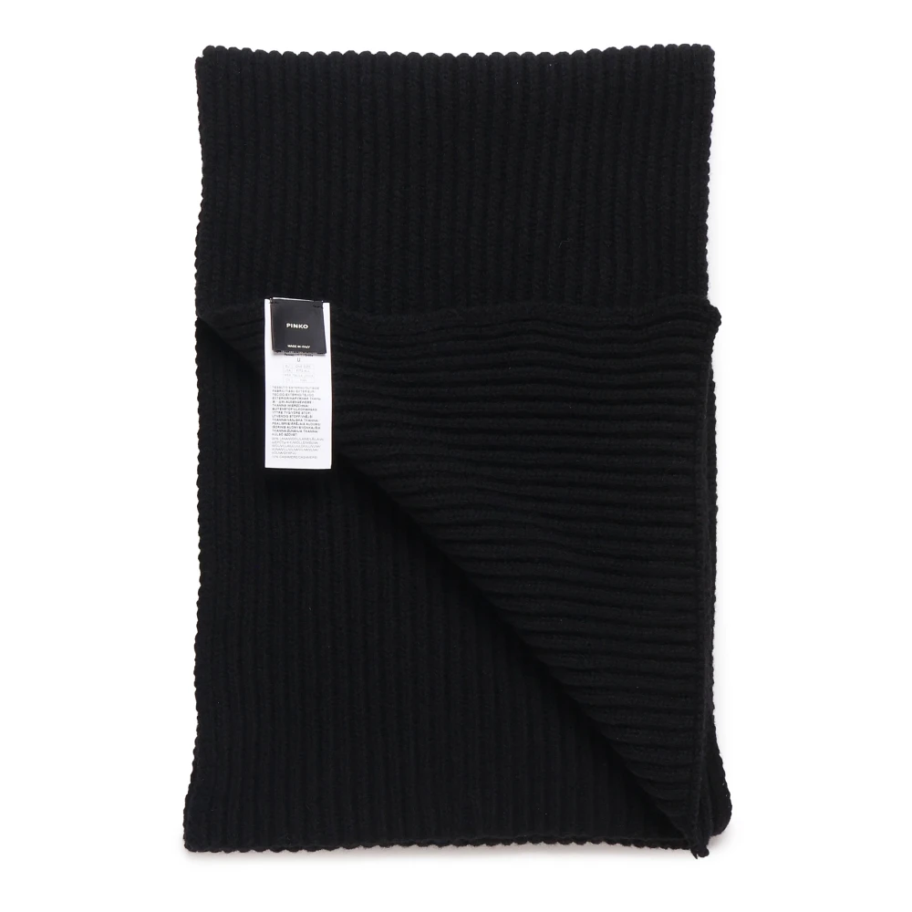 pinko Zwart Geribbeld Wollen Sjaal Black Dames
