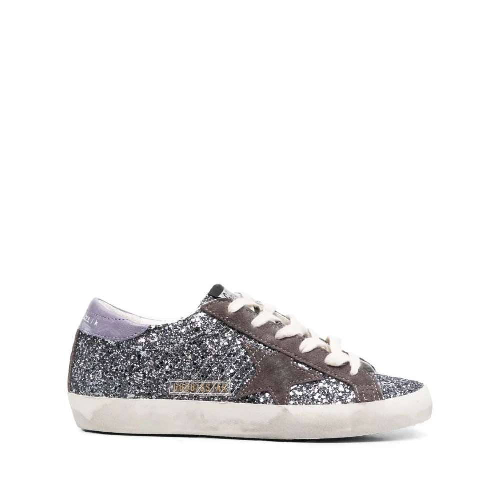 Golden Goose Women's Gray Sneakers, 4 Uk, Glitter Star Patch Trainers