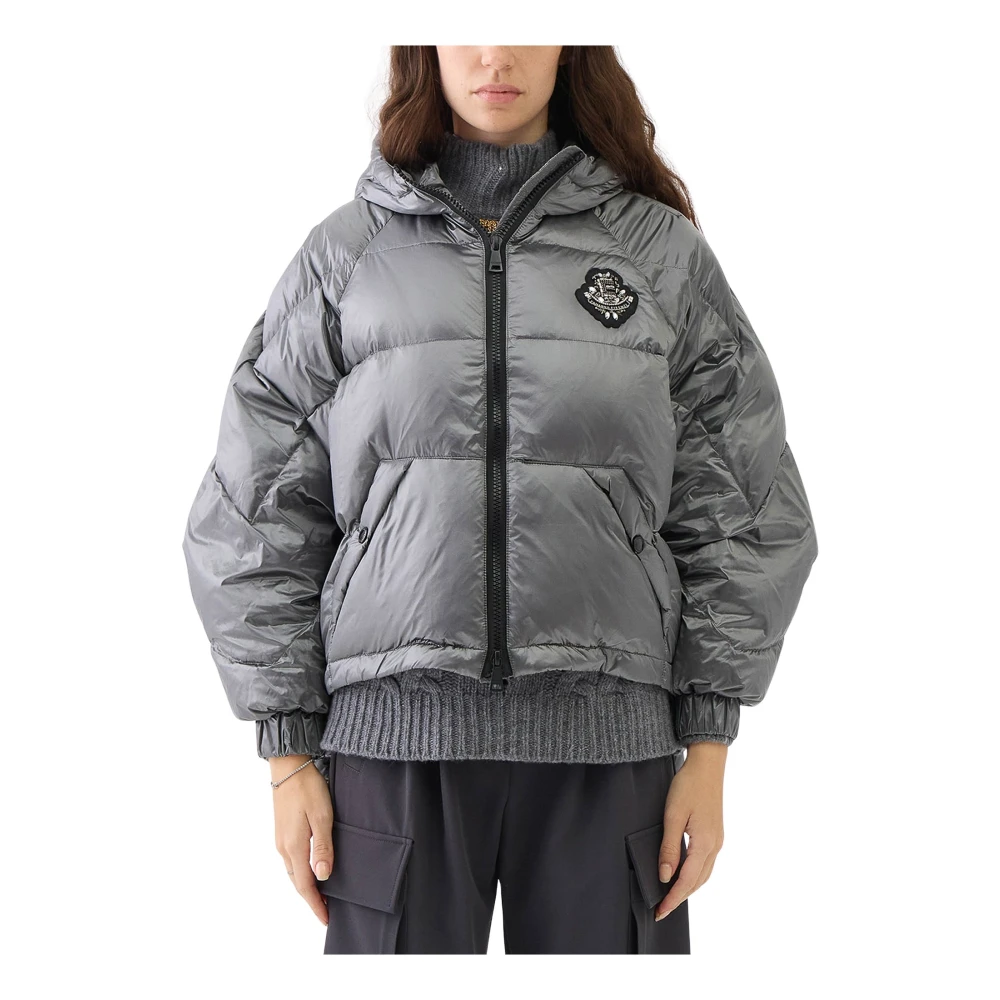 Ermanno Scervino Chique Gewatteerde Jas met Embleem Gray Dames