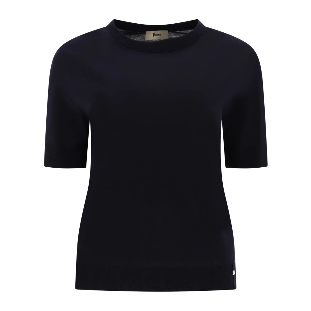 Herno Glam Knit Effect T-Shirt Blue Dames