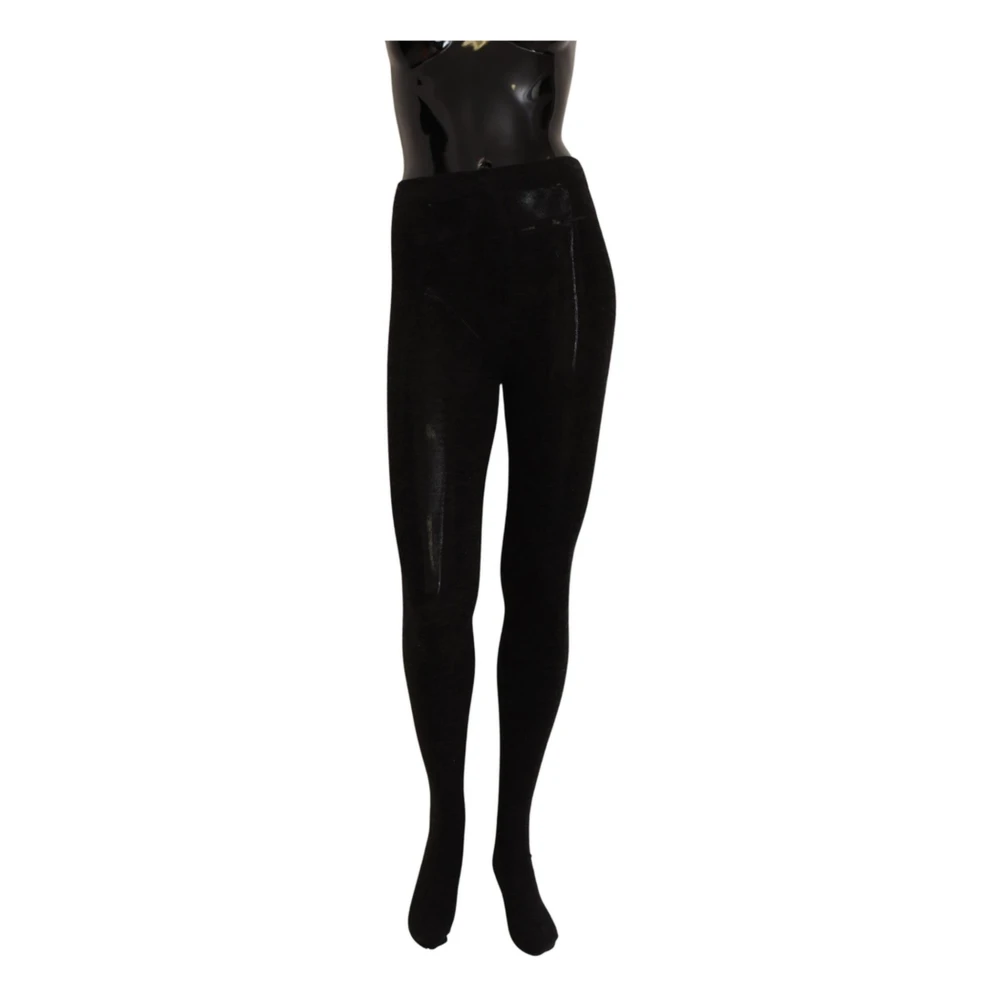 Dolce & Gabbana Autentiska Svarta Ull Stretch Strumpbyxor Black, Dam