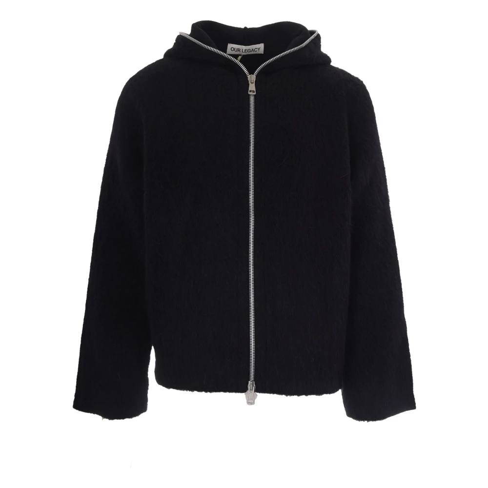 Our Legacy Full Zip Hood - Male - Cardigans - Black - L - Knitwear